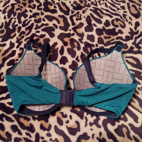 32DD Victoria's Secret Padded Perfect Coverage Multi-Way Straps Teal Bra - Picture 2 of 2